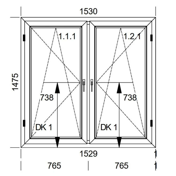 Okno PVC 1530 x 1475 mm - Biały