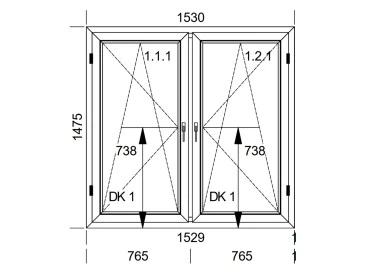 Okno PVC 1530 x 1475 mm - Biały