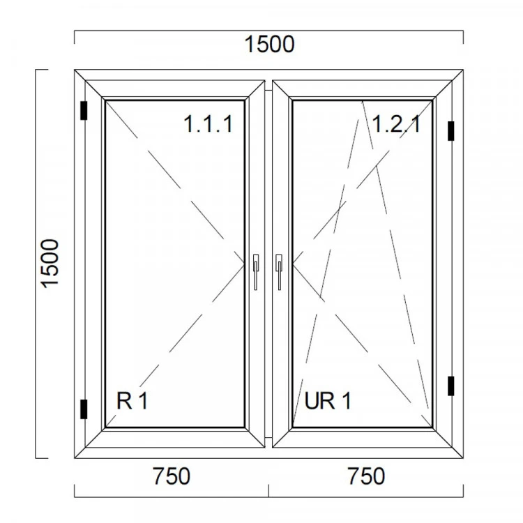 Okno PCV z nakładką Aluskin 1500 x 1500