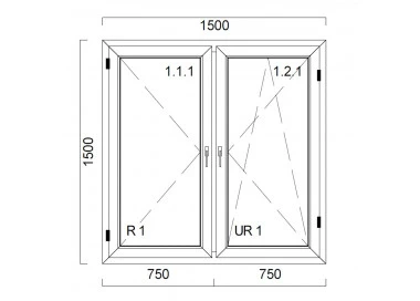 Okno PCV z nakładką Aluskin 1500 x 1500