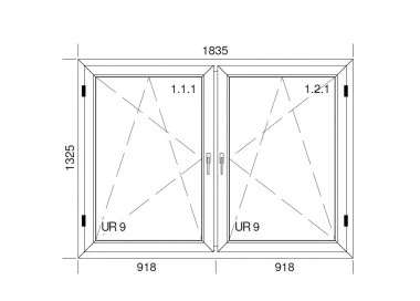 Okno PCV z nakładką Aluskin 1835 x 1325