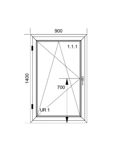 Okno PCV 900x1400 mm Szary Antracyt Trzyszybowe (Mleczna) - IDEAL 4000 - WYPRZEDAŻ 2