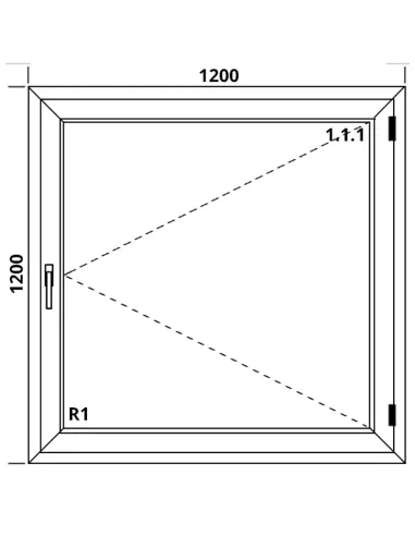 Okno PCV 120 x 120 cm Rozwierne Trzyszybowe Aluplast IDEAL 8000