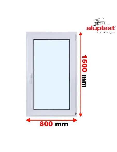 Okno PCV 80 x 150 cm Rozwierne Trzyszybowe Aluplast IDEAL 8000