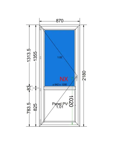 Drzwi Balkonowe PCV 870x2180 mm Biały dwustronny - EkoSun 70 - WYPRZEDAŻ