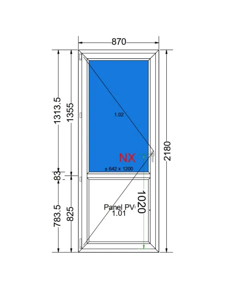 Drzwi Balkonowe PCV 870x2180 mm Biały dwustronny - EkoSun 70 - WYPRZEDAŻ