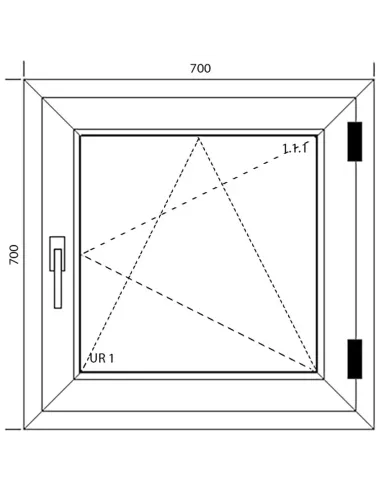 Okno PCV 70 x 70 cm Rozwierno-Uchylne Dwuszybowe Aluplast IDEAL 4000