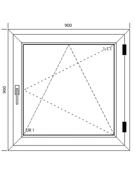 Okno PCV 90 x 90 cm Rozwierno-Uchylne Dwuszybowe Aluplast IDEAL 4000