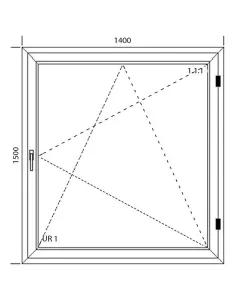 Okno PCV 140 x 150 cm Rozwierno-Uchylne Dwuszybowe Aluplast IDEAL 4000 2