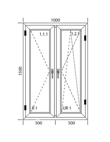 Okno PCV 100 x 150 cm Dwukwaterowe: Rozwierane + Rozwierno-uchylne Aluplast IDEAL 4000