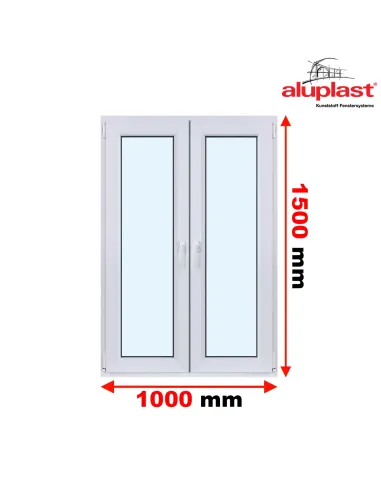 Okno PCV 1000 x 1500 Dwukwaterowe: Rozwierane + Rozwierno-uchylne IDEAL 4000