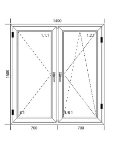 Okno PCV 140 x 150 cm Dwukwaterowe: Rozwierane + Rozwierno-uchylne Aluplast IDEAL 4000 2