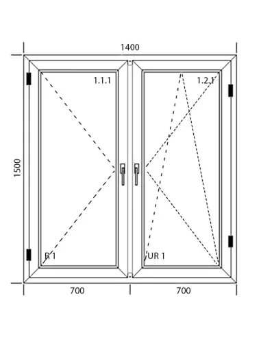 Okno PCV 140 x 150 cm Dwukwaterowe: Rozwierane + Rozwierno-uchylne Aluplast IDEAL 8000