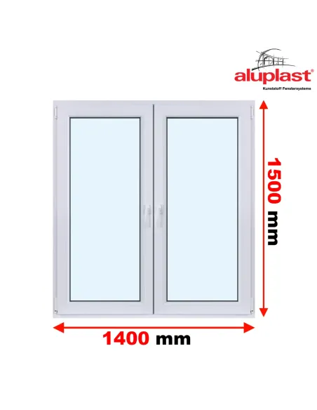 Okno PCV 140 x 150 cm Dwukwaterowe: Rozwierane + Rozwierno-uchylne Aluplast IDEAL 8000