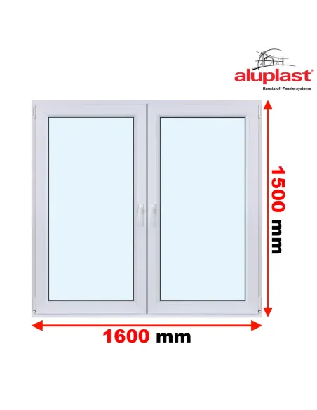 Okno PCV 160 x 150 cm Dwukwaterowe: Rozwierane + Rozwierno-uchylne Aluplast IDEAL 8000
