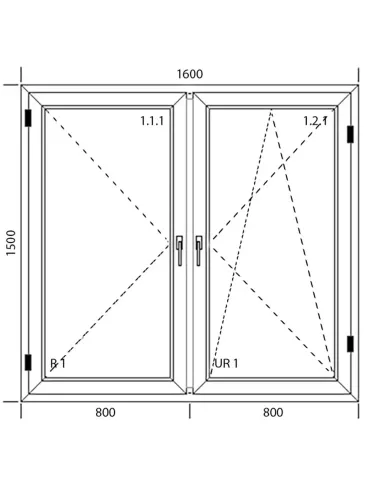 Okno PCV 160 x 150 cm Dwukwaterowe: Rozwierane + Rozwierno-uchylne Aluplast IDEAL 8000