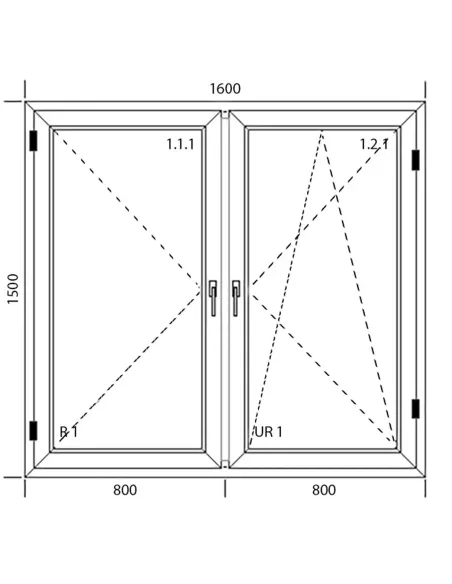 Okno PCV 160 x 150 cm Dwukwaterowe: Rozwierane + Rozwierno-uchylne Aluplast IDEAL 8000