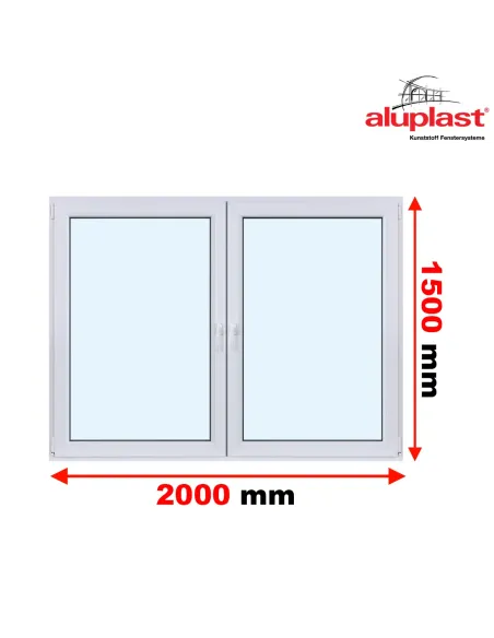 Okno PCV 200 x 150 cm Dwukwaterowe: Rozwierane + Rozwierno-uchylne Aluplast IDEAL 8000