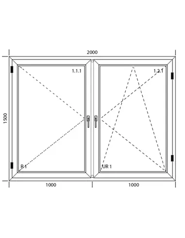 Okno PCV 200 x 150 cm Dwukwaterowe: Rozwierane + Rozwierno-uchylne Aluplast IDEAL 8000