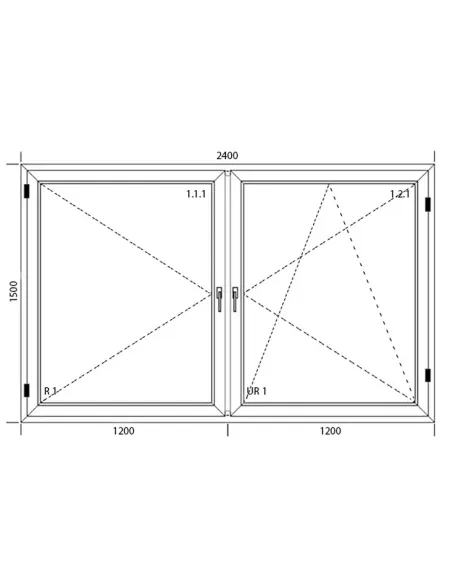 Okno PCV 240 x 150 cm Dwukwaterowe: Rozwierane + Rozwierno-uchylne Aluplast IDEAL 4000