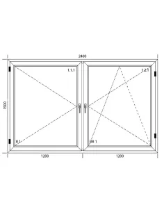 Okno PCV 240 x 150 cm Dwukwaterowe: Rozwierane + Rozwierno-uchylne Aluplast IDEAL 8000 2