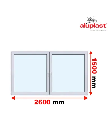 Okno PCV 2600 x 1500 Dwukwaterowe: Rozwierane + Rozwierno-uchylne IDEAL 4000