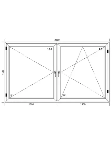 Okno PCV 260 x 150 cm Dwukwaterowe: Rozwierane + Rozwierno-uchylne Aluplast IDEAL 4000