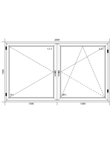 Okno PCV 260 x 150 cm Dwukwaterowe: Rozwierane + Rozwierno-uchylne Aluplast IDEAL 4000