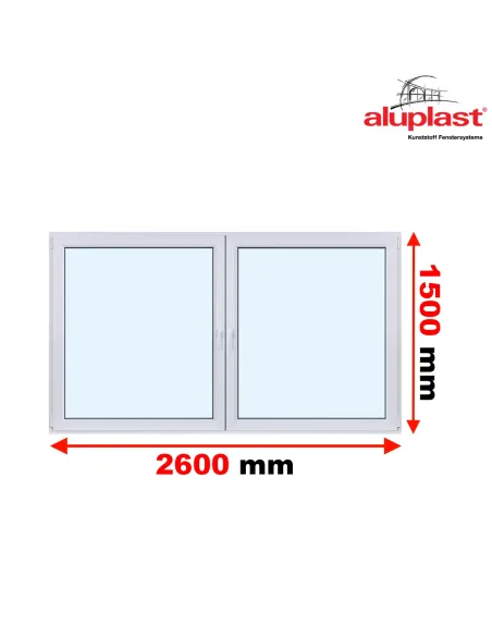 Okno PCV 260 x 150 cm Dwukwaterowe: Rozwierane + Rozwierno-uchylne Aluplast IDEAL 8000
