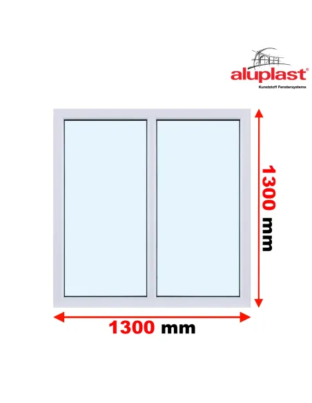 Okno PCV 130 x 130 cm Dwukwaterowe: FIX+FIX (Stałe) Aluplast IDEAL 4000
