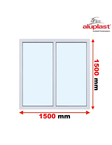 Okno PCV 1500 x 1500 Dwukwaterowe: FIX+FIX (Stałe) Aluplast IDEAL 8000