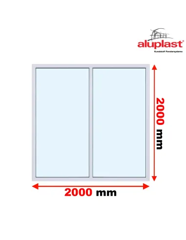 Okno PCV 2000 x 2000 Dwukwaterowe: FIX+FIX (Stałe) Aluplast IDEAL 4000