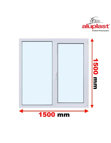 Okno PCV 1500 x 1500 Dwukwaterowe: FIX(Stałe) + Rozwierno-uchylne - Aluplast IDEAL 4000