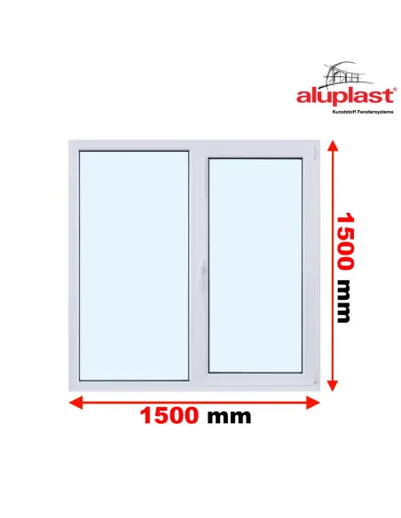 Okno PCV 150 x 150 cm Dwukwaterowe: FIX(Stałe) + Rozwierno-uchylne - Aluplast IDEAL 8000