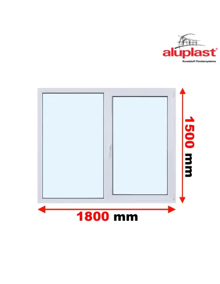 Okno PCV 180 x 150 cm Dwukwaterowe: FIX(Stałe) + Rozwierno-uchylne - Aluplast IDEAL 8000