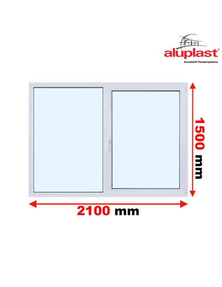 Okno PCV 210 x 150 cm Dwukwaterowe: FIX(Stałe) + Rozwierno-uchylne - Aluplast IDEAL 4000
