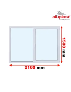 Okno PCV 210 x 150 cm Dwukwaterowe: FIX(Stałe) + Rozwierno-uchylne - Aluplast IDEAL 8000
