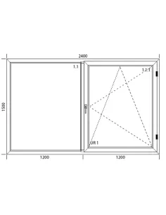 Okno PCV 240 x 150 cm Dwukwaterowe: FIX(Stałe) + Rozwierno-uchylne - Aluplast IDEAL 8000 2