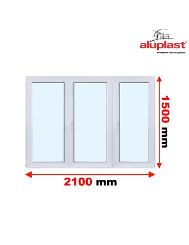 Okno PCV 2100 x 1500 Trzykwaterowe: R+RU+R - Aluplast IDEAL 4000