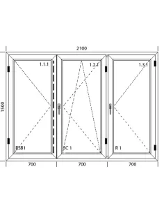 Okno PCV 210 x 150 cm Trzykwaterowe: R+RU+R - Aluplast IDEAL 8000 2