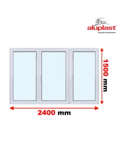 Okno PCV 240 x 150 cm Trzykwaterowe: R+RU+R - Aluplast IDEAL 8000