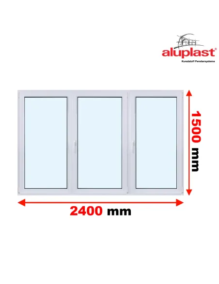 Okno PCV 240 x 150 cm Trzykwaterowe: R+RU+R - Aluplast IDEAL 8000