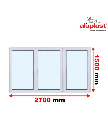 Okno PCV 270 x 150 cm Trzykwaterowe: R+RU+R - Aluplast IDEAL 8000