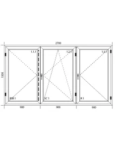 Okno PCV 270 x 150 cm Trzykwaterowe: R+RU+R - Aluplast IDEAL 8000 2