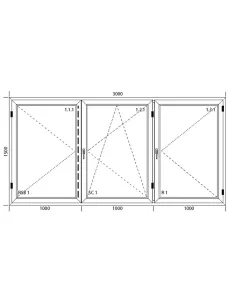 Okno PCV 300 x 150 cm Trzykwaterowe: R+RU+R - Aluplast IDEAL 8000 2