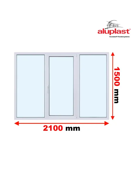 Okno PCV 210 x 150 cm Trzykwaterowe: FIX+RU+FIX - Aluplast IDEAL 4000