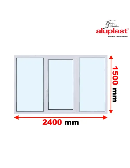 Okno PCV 240 x 150 cm Trzykwaterowe: FIX+RU+FIX - Aluplast IDEAL 8000
