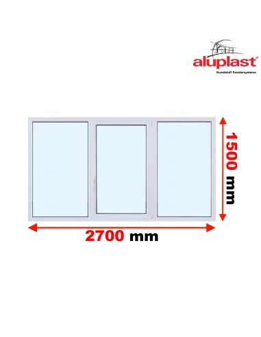 Okno PCV 2700 x 1500 Trzykwaterowe: FIX+RU+FIX - Aluplast IDEAL 4000