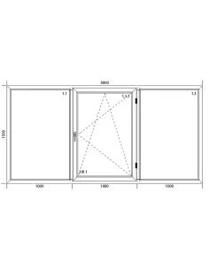 Okno PCV 300 x 150 cm Trzykwaterowe: FIX+RU+FIX - Aluplast IDEAL 8000 2