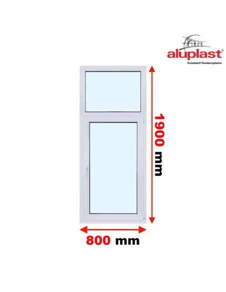 Okno PCV 80 x 190 cm Rozwierno-uchylne z Naświetlem - Aluplast IDEAL 8000
